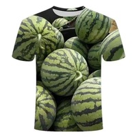 3D digitaal printen Ronde hals, korte mouwen, zomerfruit, watermeloenpatroon, best verkocht, casual, comfortabel, ademend shirt