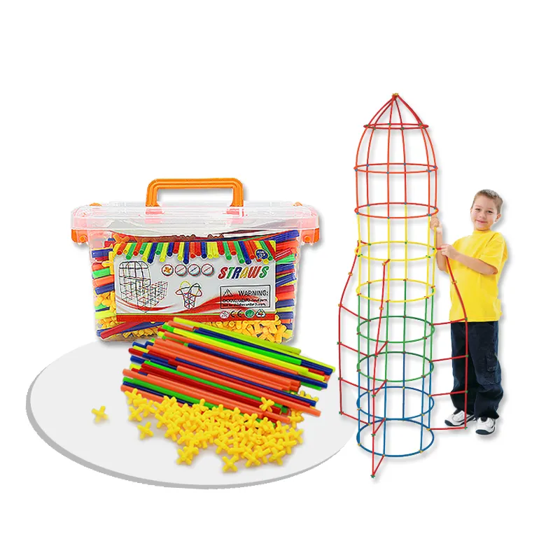 DIY Kunststoff Ziegel Set 4D Raum Kinder Intelligenz Stroh Bausteine für Kinder Geschenk 100 Stück/200 Stück/300 Stück