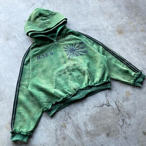 Custom Vintage Sun Fade Zip up Sweatsuits Acid Wash Double Layer Hoodie Set Two Piece Stripe Tracksuit Distress <b>Jogging</b> <b>Suit</b> - Product Image 4