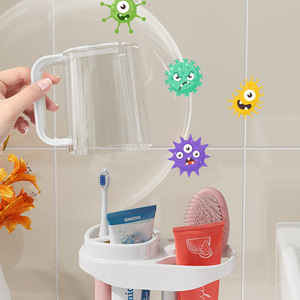 <b>Toothbrush</b> <b>Holder</b> With Cup Storage Space Saving Bathroom Organizer For Toothpaste And Accessories - Product Image 2