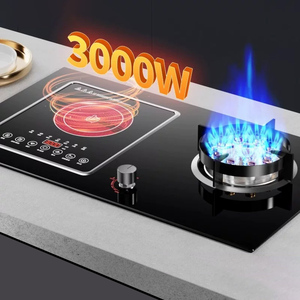 Estufa de Gas Empotrable de Doble Combustible con Placa de Inducción Integrada, 2 Quemadores de Gas y Eléctricos para Cocina Doméstica - Product Image 1