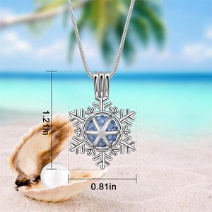 Regalo di natale Fiocco di Neve In <span class=keywords><strong>Argento</strong></span> Placcato Sfera Di Cristallo Piccola Gabbia del Fiocco di Neve Del Pendente Della <span class=keywords><strong>Collana</strong></span> - Product Image 3