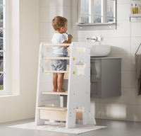 Tour d'apprentissage Montessori pour tout-petits, marchepied en bois pour enfants, tabouret d'aide de cuisine avec barres de sécurité amovibles