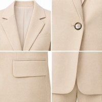 Ensemble tailleur femme beige, blazer à bouton unique, pantalon large, tenue professionnelle de bureau, image d'entreprise, vêtements de carrière, OEM ODM MTM