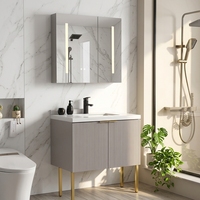 Meuble-lavabo de salle de bain moderne avec armoire rectangulaire et vasque en pierre – Facile à nettoyer et résistant à l'eau, fixation murale pour usage agricole et hôtelier