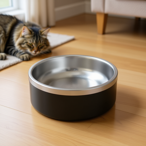 Gamelle pour chat et chien en acier inoxydable, design moderne et rond, pour l'hydratation et l'alimentation en intérieur - Product Image 2