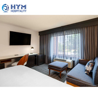 Maßgefertigte Hotelzimmer-Sets mit Kingsize-Bett und Sofa, Moderne Eichenholzpaneele, Umweltfreundliches Langlebiges Leder, Kommerzielle Möbel