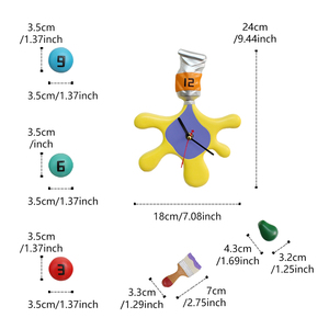 Horloge murale colorée personnalisée en résine silencieuse avec éclaboussures d'encre - Product Image 6