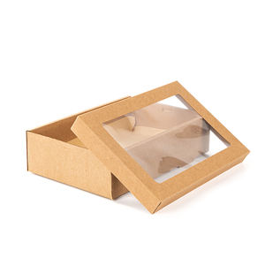 LOKYO Grands plateaux snack à emporter en papier kraft contenant de restauration rapide boîtes de pique-nique jetables avec couvercle - Product Image 6