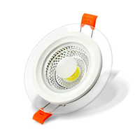 Plafonnier LED encastré rond COB en verre 5W 7W 10W 15W, double couleur, blanc bleu RGBW, vente en gros