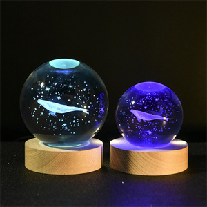 Cambio multicolor RGB 3D bola de cristal LED luz de noche hogar dormitorio decoración USB Plug-In lámpara de noche niños pareja regalos - Product Image 3