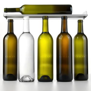 Produttore all'ingrosso Logo personalizzato bottiglie di vino di vetro vuota riutilizzabile bottiglia di vino rosso marrone verde scuro 750ml 75cl con sughero - Product Image 2