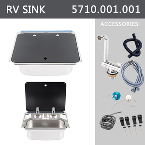 JDA Space-Saving Premium SS304 <strong>RV</strong> <strong>Sink</strong> Camper <strong>Kitchen</strong> <strong>Sink</strong> With Tempered Glass Lid For Caravan Trailers Motorhome &amp; Marine Use - Product Image 4