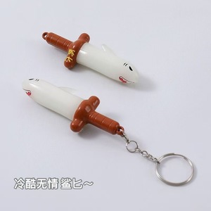 พวงกุญแจ PVC รูปดาบปลาฉลามสีแดงสด พร้อมสายคล้อง - Product Image 1