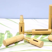 Grosir minyak esensial parfum 5ml 10ml botol parfum semprot bambu botol kosmetik kaca perawatan pribadi tutup sekrup kotak kosmetik lucu