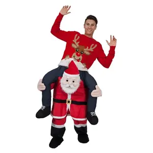 Funtoys Ride on Me Santa Claus Costume Plush Carry Back Funny Animal Pants Fancy Dress Up Oktoberfest Halloween Jumpsuits Romper