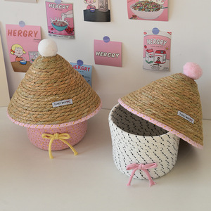 Boîte <span class=keywords><strong>de</strong></span> <span class=keywords><strong>rangement</strong></span> créative en coton tissé anti-poussière avec couvercle, panier <span class=keywords><strong>de</strong></span> bureau en tissu, organisation pour table d'appoint, décoration intérieure - Product Image 4