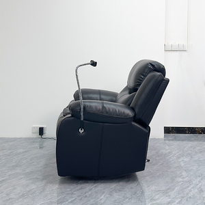 <span class=keywords><strong>Poltrona</strong></span> Reclinabile Elettrica di Lusso Moderna in Vera Pelle con Funzione Massaggio per Soggiorno e Home Cinema - Product Image 5