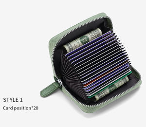 20 cartes femmes en cuir véritable fermeture éclair portefeuilles sac à main porte-cartes portefeuilles - Product Image 4