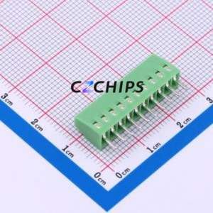 MX128-2.54-10P-GN01-Cu-Y-A Screw Terminal Block Through hole Component (THT),P=2.54mm Connector 1x10P 2.54mm Green Through Hole - Product Image 2