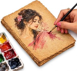 Feuilles de papier aquarelle en coton en vrac avec bord festonné, papier texturé rugueux pour artistes, idéal pour la peinture, le dessin, l'illustration, l'écriture et l'art - Product Image 3