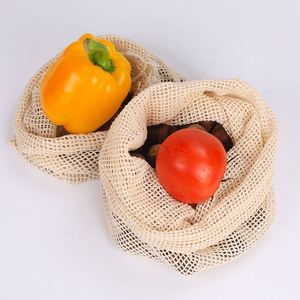 Sac en filet de coton personnalisé pour petits fruits, sac fourre-tout à cordon, sac en filet pour légumes et aliments en vrac - Product Image 2