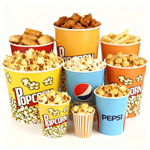 Contenitore Ecologico in Carta Stampata a Parete Singola per Pollo Fritto, Resistente al Grasso, per Popcorn da Cinema - Product Image 3