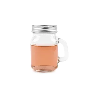 Giá rẻ 4oz 120ml mini lọ thủy tinh Mason Jar với xử lý và kim loại vít nắp