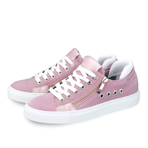 Baskets à lacets en tissu pailleté argenté pour femmes, baskets à la mode avec semelle en caoutchouc - Product Image 5