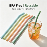 Pailles à jus réutilisables sans BPA, taille personnalisée, tube en silicone de qualité alimentaire, pailles flexibles pour la maison et les voyages