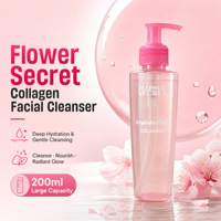 FLOWER SECRET Nettoyant Visage au Collagène 200ml Hydratation Profonde Nettoyage Doux Éclat Radieux OEM Marque Privée Recherchée