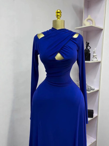 Nouvelle <span class=keywords><strong>robe</strong></span> longue en tulle à manches longues, au design fluide, offrant un effet amincissant et une grande élasticité - Product Image 3