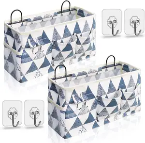 2 Set Fabric Wall Hanging Storage Baskets With Pockets For Home Organization Over The Door Hanging Organizer Bags