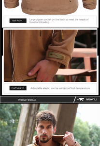 Giacca tattica con cappuccio Soft Shell in pile elastico ad alta densità da uomo per tiro tattico da combattimento all'aperto softair - Product Image 5