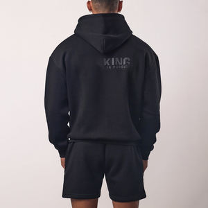 Sudadera con capucha de gimnasio de gran tamaño con logotipo personalizado para hombre, sudadera teñida Lisa transpirable con bolsillos para invierno - Product Image 6