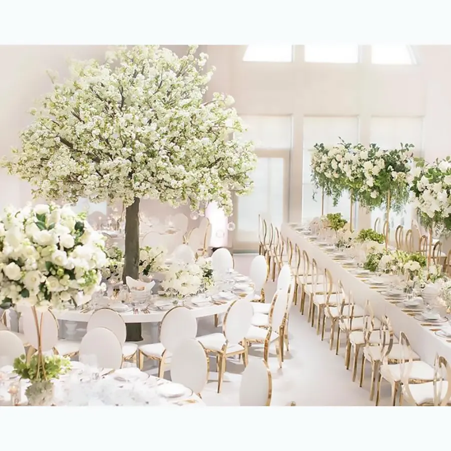 Massivholz und Fiberglas künstliche Kirschblüten künstlich für Hochzeit weiße Kirschblüten-Dekoration Baum