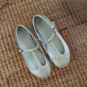 Zapatos <span class=keywords><strong>de</strong></span> Cuero con Velcro para Niña, Estilo Princesa, Plateados, para Baile, Primavera, Todas las Temporadas, <span class=keywords><strong>de</strong></span> Una Sola Capa, Estilo Preppy - Product Image 3