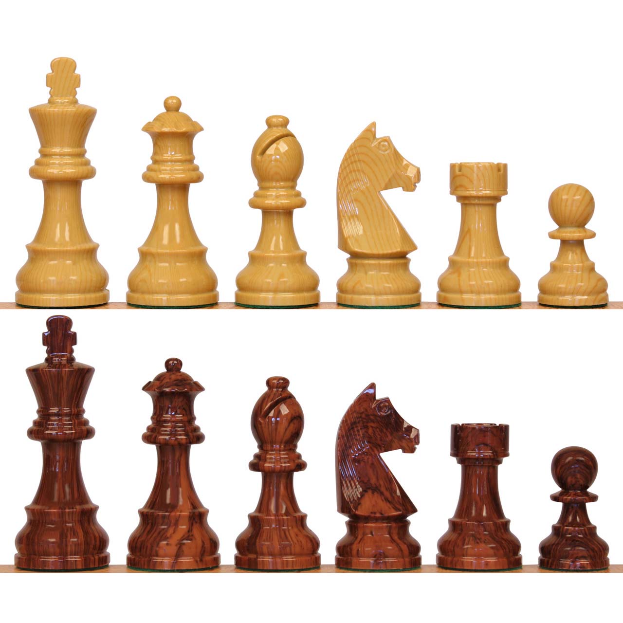 Staunton Classic Weighted Wooden Chess Pieces - Collector Edition 3.75" King, Felted Base