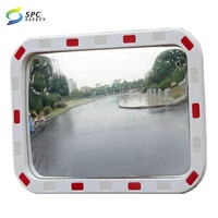 Miroir de sécurité convexe rond de 32 pouces en acrylique noir pour village, allée, route, parking, zone à points morts