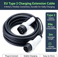 Câble d'extension de charge EV Type 2 vers Type 2, 5 m, 32 A, 7 kW, 11 kW, 22 kW, cordon de chargeur standard UE pour borne de recharge murale et station publique