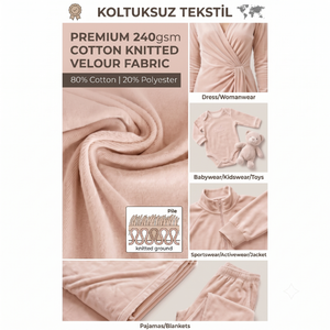 Premium 240gsm Pink Cotton Knitted Velour Fabric 80/20 Cotton Polyester Roll for Wholesale Garments - Product Image 2