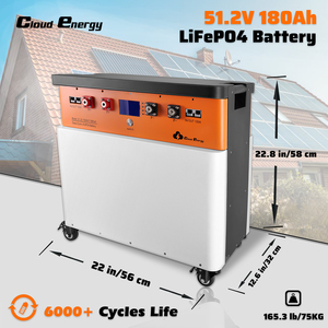 Baterías de Almacenamiento de Energía Solar LiFePO4 de 51.2V 180Ah con Ruedas, Portátiles para Exteriores, para Autos, Barcos y Electrodomésticos CL48-180 - Product Image 2