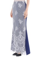 Ensemble moderne en dentelle 2 pièces à manches longues avec ourlet festonné, tenue formelle musulmane, Baju Kurung Malaisie, vêtement ethnique festif