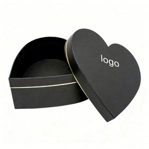 <b>Large</b> Heart Shape Boxes with Gold Edge and Lid, Satin Cardboard Bouquet <b>Gift</b> <b>Box</b> for Flowers - Product Image 1