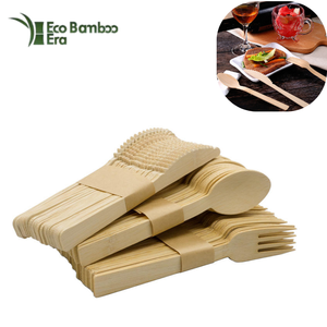 Ensemble de couverts en bambou écologique, fourchette, cuillère, couteau, soupe et salade, <span class=keywords><strong>pas</strong></span> <span class=keywords><strong>cher</strong></span>, pour la maison et les repas en plein air - Product Image 1