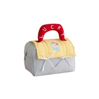 Trousse de Maquillage Mignonne Grande Capacité Portable Motif Nœud Dopamine Sac de Rangement Ouvert en Nylon Cadeau Amusant