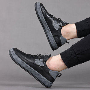Chaussures de Skateboard Rétro en Cuir de Vachette Blanches de Haute Qualité pour Hommes, Baskets Basses Souples pour la Marche et le Sport, Augmentant la Taille - Vente en Gros - Product Image 4