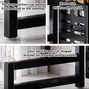 Multifunctional Double-Layer Carbon Steel <b>Kitchen</b> <b>Storage</b> Sink Dish <b>Rack</b> Punch-Free Dustproof Countertop Draining Door Holder - Product Image 5