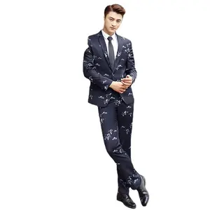 High Quality Fine Custom Floral Men Suit Set Slim Wedding Suits Mens Groom Tuxedos ( jacket+Pants) plus size 5XL Tailor Made