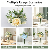 Bunga Peony Buatan Biru Putih Sutra, Bunga Hydrangea untuk Dekorasi Meja Tengah Pernikahan, Pesta, dan Rumah